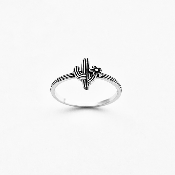 Sterling Silver Little Flower and Cactus Ring, Desert Tree Ring, Silver Rings - Picture 12 of 12